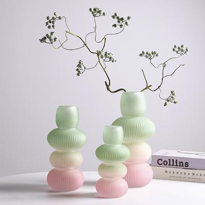 Glasvase Kieselstein Geometrisch Gestreift Farbverlauf Blumentopf Blumenvase Terrarium Heimdekoration Zubehör