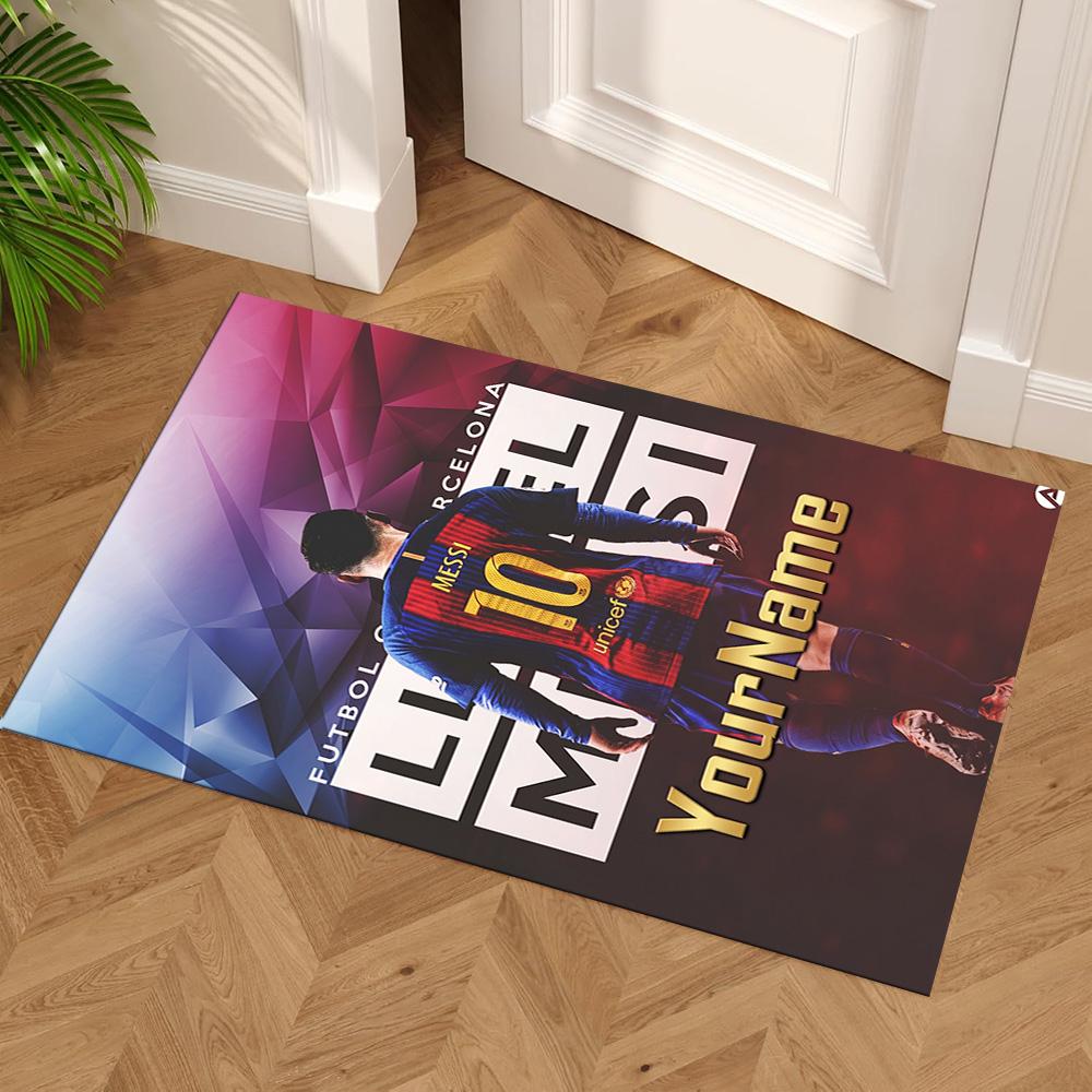 Messi Customize Your Name Carpet Design for Bedrooms Decorate room Outdoor Game Room Antislip Carpet Anime Office Decor Wedding Party Gift