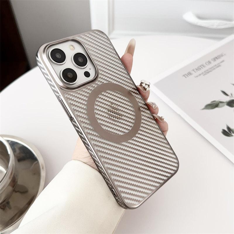 Luxury Carbon fiber magnetic case for iPhone 15 Pro Max 14 Plus 13 12 Pro All-inclusive fall protection Cover