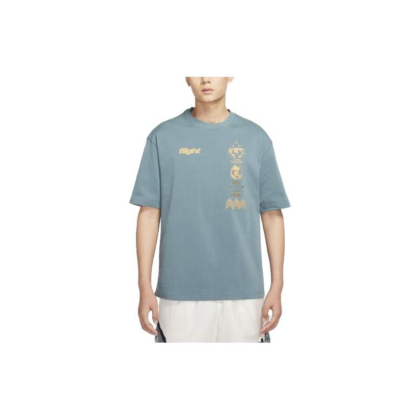 Jordan T Shirts Men s Mineral Slate Blue Crew Neck Moderate Straight Fit DV3076-384 S