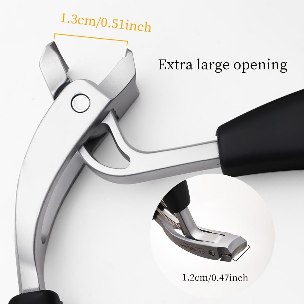 Nail Clipper Modern Style Stainless Steel Blade Concave Face Wide Opening Splash Resistant, Long Handle, Curved Cornea Trimmer for Thick Toenails