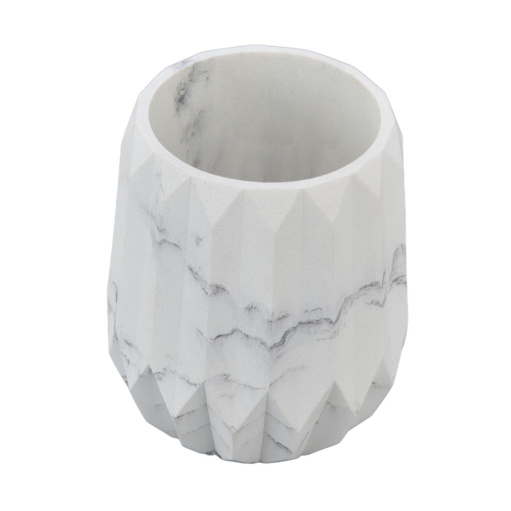 Makeup Brush Holder Durable Glossy Resin Large Capacity Modern Design Marble Vein Makeup Brush Organizer