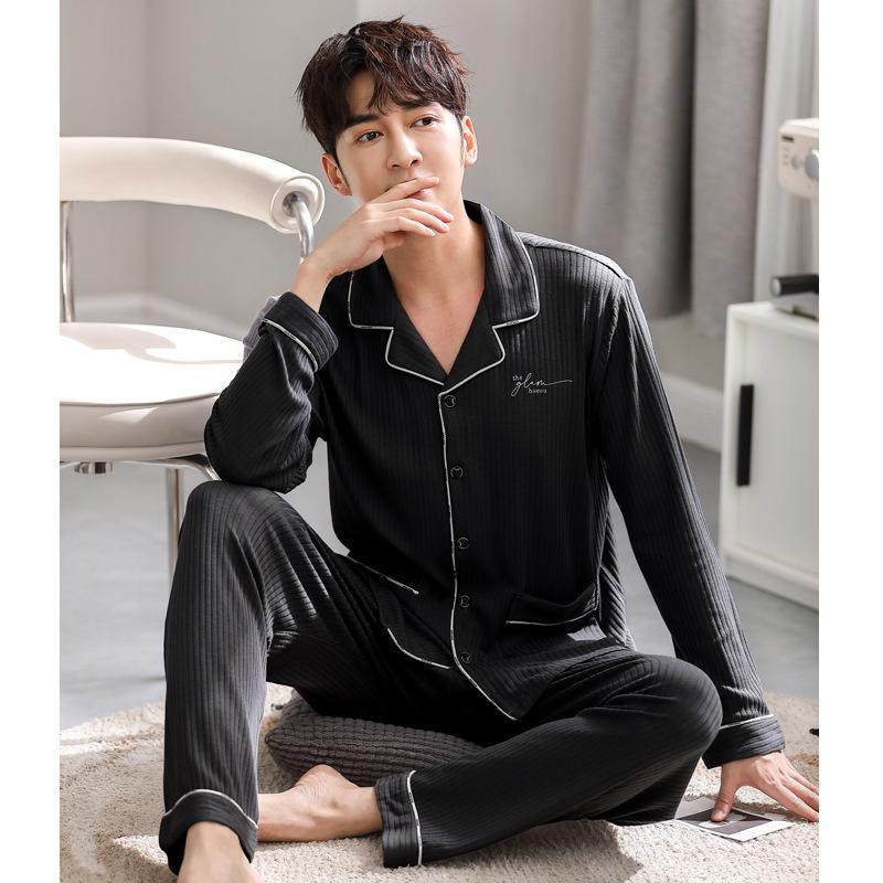 Pyjamas Herr Höst Modal Långärmad Vår Och Sommar Bomull Och Silke Hemkläder Tunt Stor Storlek Set