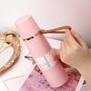 350/500ml 304 Stainless Steel Insulated Water Bottle with Leather Strap, Portable Vacuum Thermos for Daily Office Use