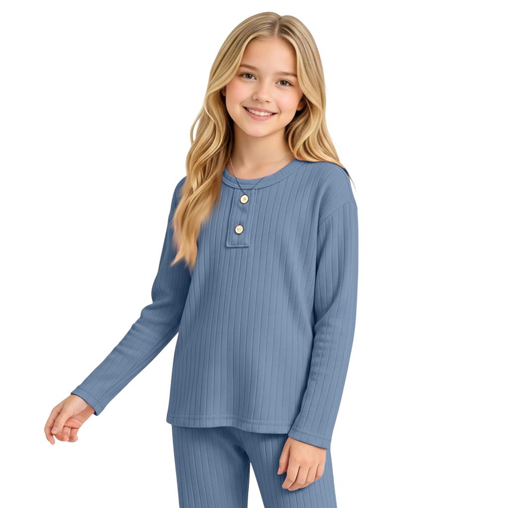 Children's Striped Long Sleeve Pajamas, Warm Sleepwear for Boys and Girls
