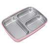 Thermal Insulation Bento Lunch Box 3 Grids Leakproof 304 Stainless Steel Bento Lunch Box for Students School Office Pink