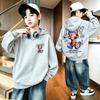 Y2K street fashion children's hooded sweatshirt with retro punk graffiti bear pattern, large-sized toddler warm pullover hoodie