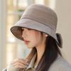 New Autumn and Winter Hat for Women with Big Brim Showing Face Small Fisherman's Hat Retro Versatile Basin Hat Korean Style Bow Bucket Hat