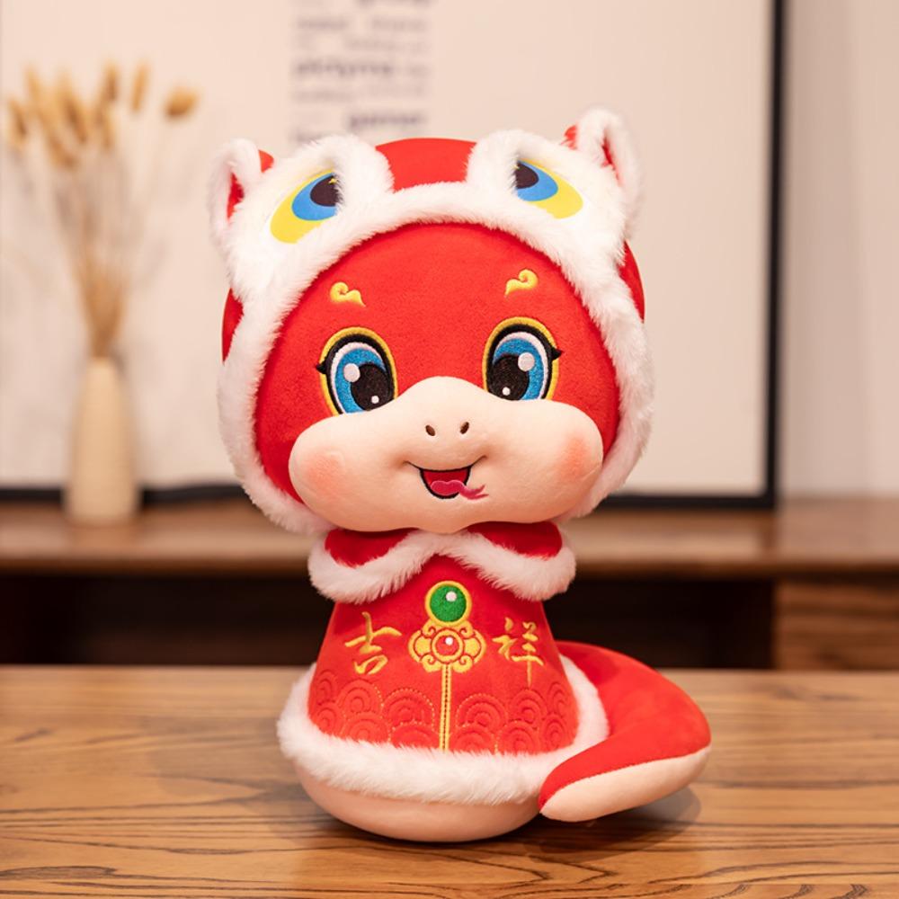 Stuffed Animal Snake Year Mascot Toy PP Cotton Lucky Snake Doll Plushies  Home Decor