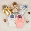 Baby Girl Princess Pink Shoes Bow-Knot Pu Solid Color Soft Sole Flat Toddler First Walker Gift Infant Crib Shoes 0-18M