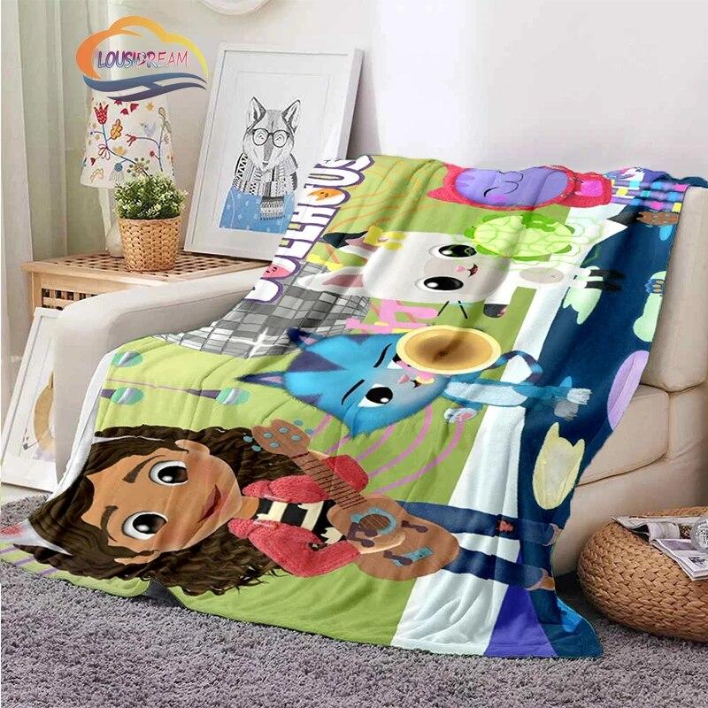 Cartoon Gabby's Dollhouse Cute Cashmere Blanket Children and Girls Warm Portable Plush Cozy Throw Blanket Bed Sofa Blanket