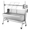 Grelhador de Churrasco Rotativo, Assador Rotativo para Porco e Cordeiro BBQ Exterior 38W, Assador Rotativo a Carvão com Capacidade de 60 kg, Rodas e Altura de 4 Níveis, Aço Inoxidável