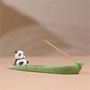 Boat Shape Incense Stick Burner Ash Catcher Incense Holder Aromatherapy Plate Resin Panda Figurine for Home Spa Decoration