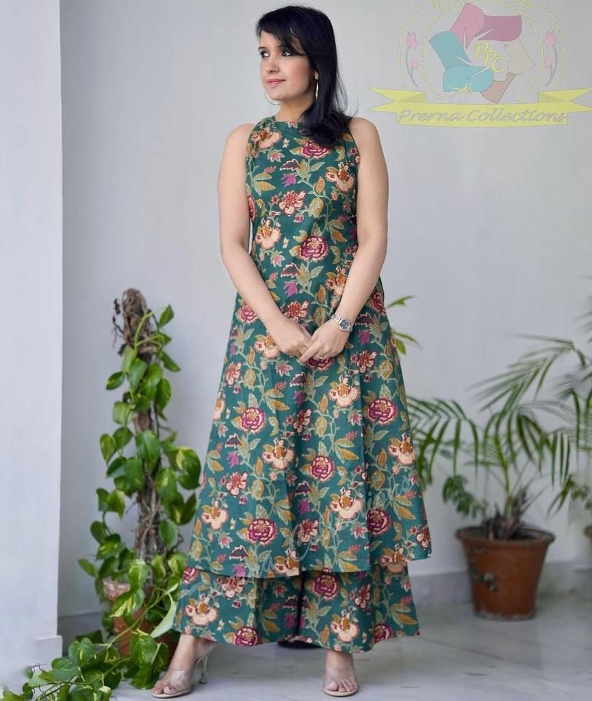 Women Party Wear Pure Cotton Kurta Pant Set Indian Pakistani Designer Top Tunic Kurti Dress