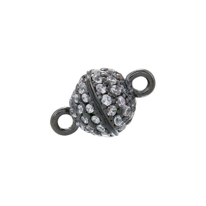 ZHUKOU 6MM Brass Inlaid Zircon Round Magnet Connection Buckle Bead Water Diamond Pendant Jewelry Making Buckle Accessories:VK265
