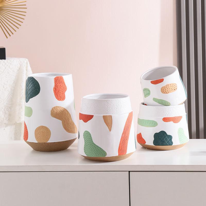 Vaso de flores criativo pintado à mão, vaso suculento, plantador de cerâmica, decoração para casa, enfeite de mesa, decoração de jardim, vaso de plantas bonsai