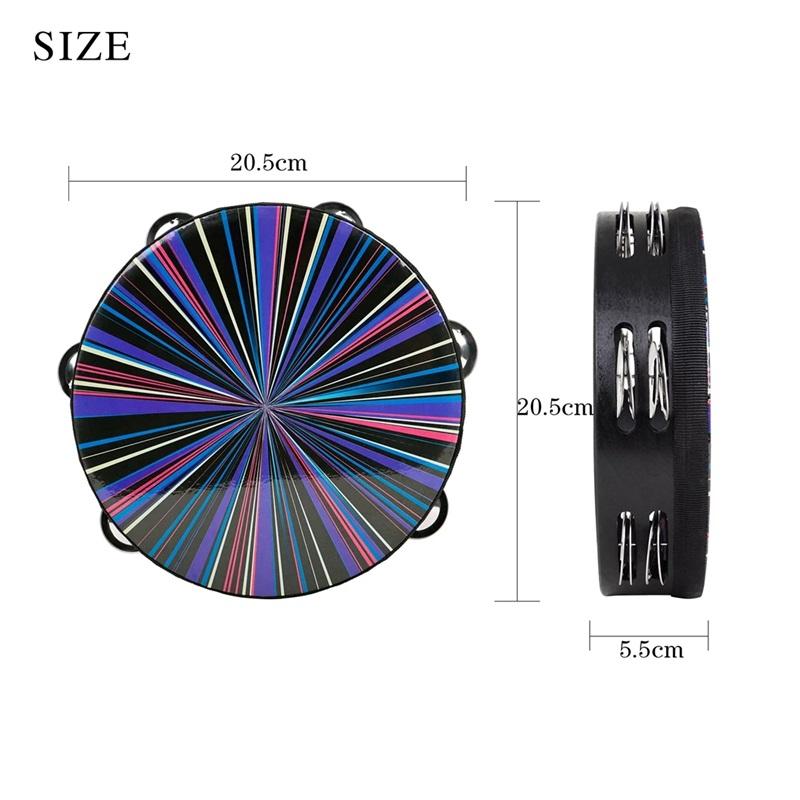 8 Inch Tambourine Handbell Hand Drum Wooden Double Bell Percussion Musical Orff Instruments Tambourine KTV Party Kids Toy