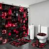 4Pcs Shower Curtain Set with Non-Slip Bath Mat, Toilet Lid Cover, Contour Rug & 12 Hooks, Bathroom