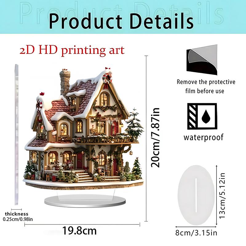 Christmas Reindeer Sleigh Santa Figurine 2D Acrylic Christmas Santa Claus On Sleigh With Reindeers Decorations Holiday Santa