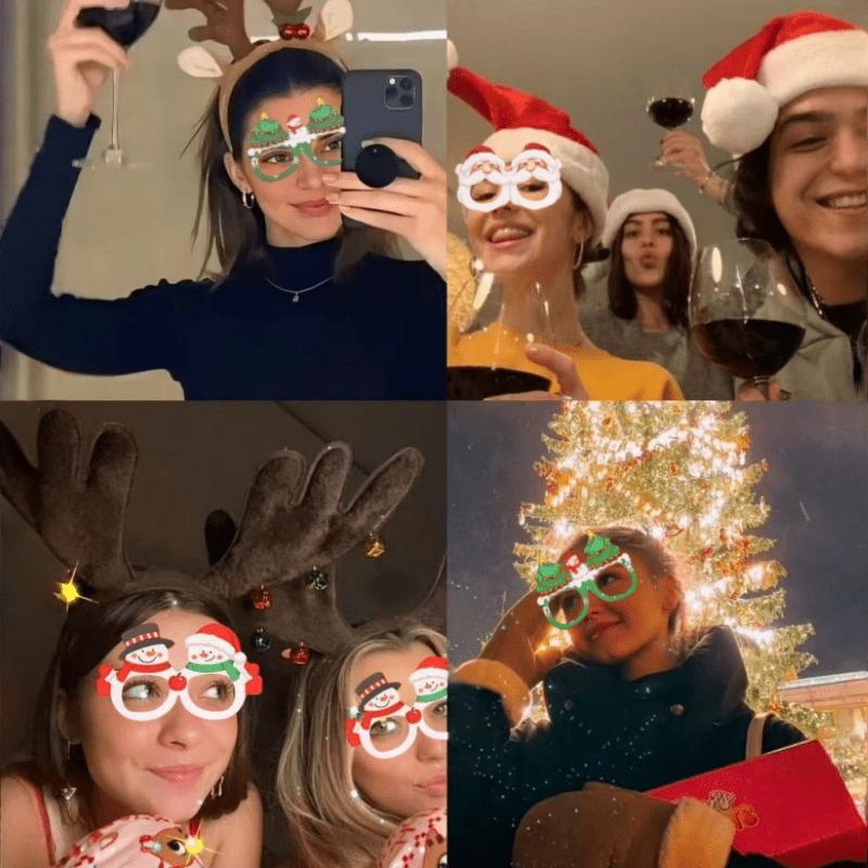 24pcs Paper Funny Photo Props Glasses 2026 Merry Christmas Deco for Home Xmas Gifts New Year 2026 Santa Claus Navidad Party Gift