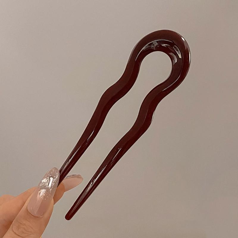 Wavy U Shaped Hair Stick for Stylish Hairstyles Elegant 2 Prong Updo Pin for Women Girls Handmade Headwear Accessories