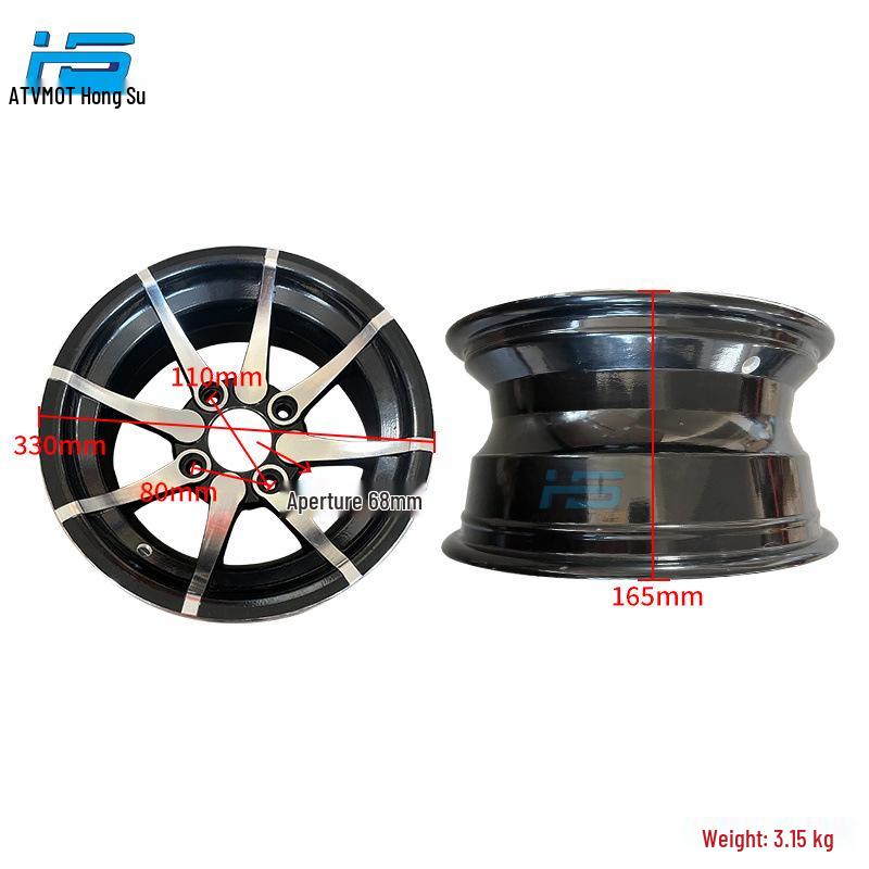 8-Strip 25X8-12 Inch Front Aluminum Alloy Wheel Rim for Go-Kart/ATV Off-road Beach Buggy