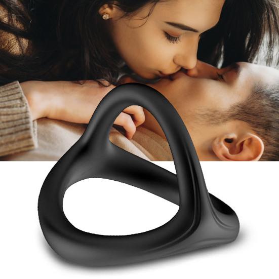 Penis Ring Firm-wrapped Stretchable Black Effective Dildo Foreskin Delay Ring for Bedroom