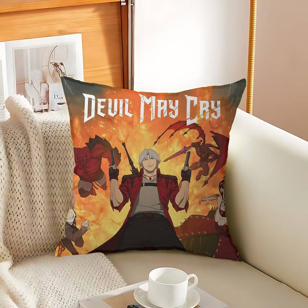 Classic D-Devil M-May C-Cry Action Game Pillow Covers Cartoon Sofa Decorative Home Double-sided Printing Short Plush Cute