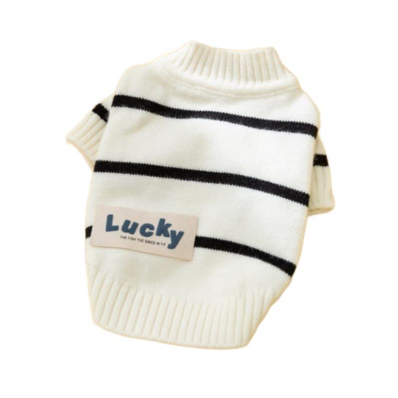 Striped Thickened Front-Opening Sweater for Small and Medium-Sized Dogs