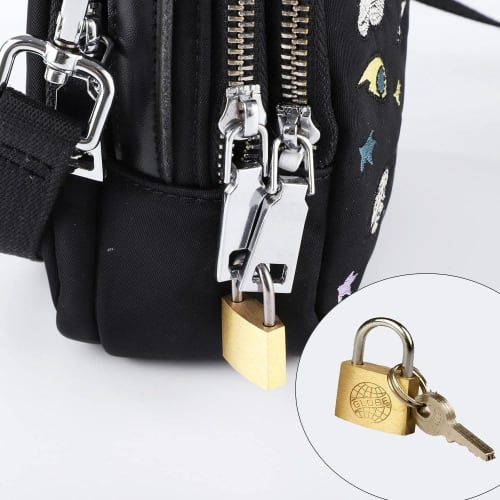 SensaBliss Small Padlocks with Keys, Set of 3, 25mm Wide, Brass and Gold, Standard Type (3 Keys Per Padlock)