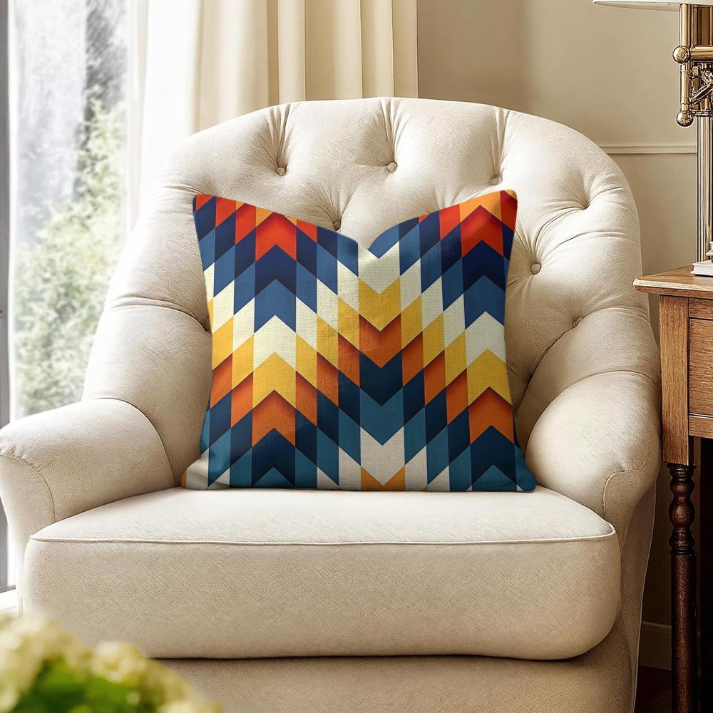 Calm Geometric Color Cushion Cover Natural Linen Organic Fabric DoubleSided Printing Couch Pillow Covers Home Decor