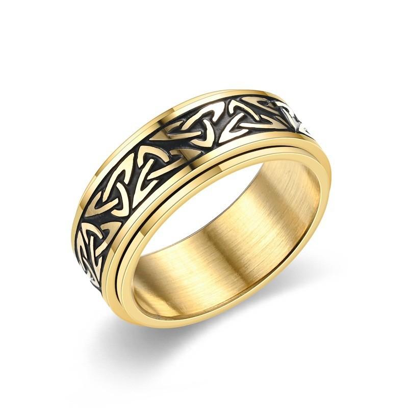 Antique Viking Rune Spinning Couple Rings Norse Engraved Band Handmade Jewelry Gift for Couples