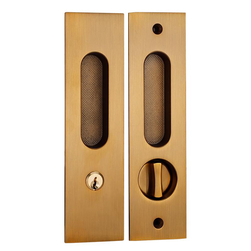 

KAK Sliding Door Lock with Keys Hidden Door Handle Interior Door Pulls Lock Anti-theft Room Wood Door Lock Furniture Hardware