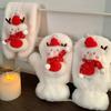 Urocze Świąteczne Małe Bałwanki Pluszowe Rękawiczki Damskie Jesień i Zima Ciepłe Futrzane Odporne na Zimno Szyja Nowy Szalik