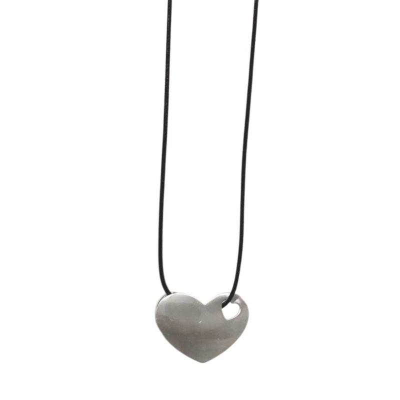 Элегантное черное веревочное колье-сердце, колье-сердце для свитера, простое колье с кулоном из сплава, подходит для модных женщин