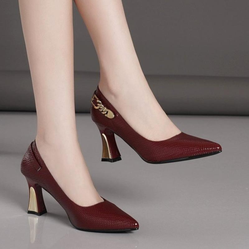 Fashion Women's Patent Leather High Heels Shoes Sexy Pointed Dress Shoes Elegant High Heels for Office Female Shallow Mouth Single Shoes