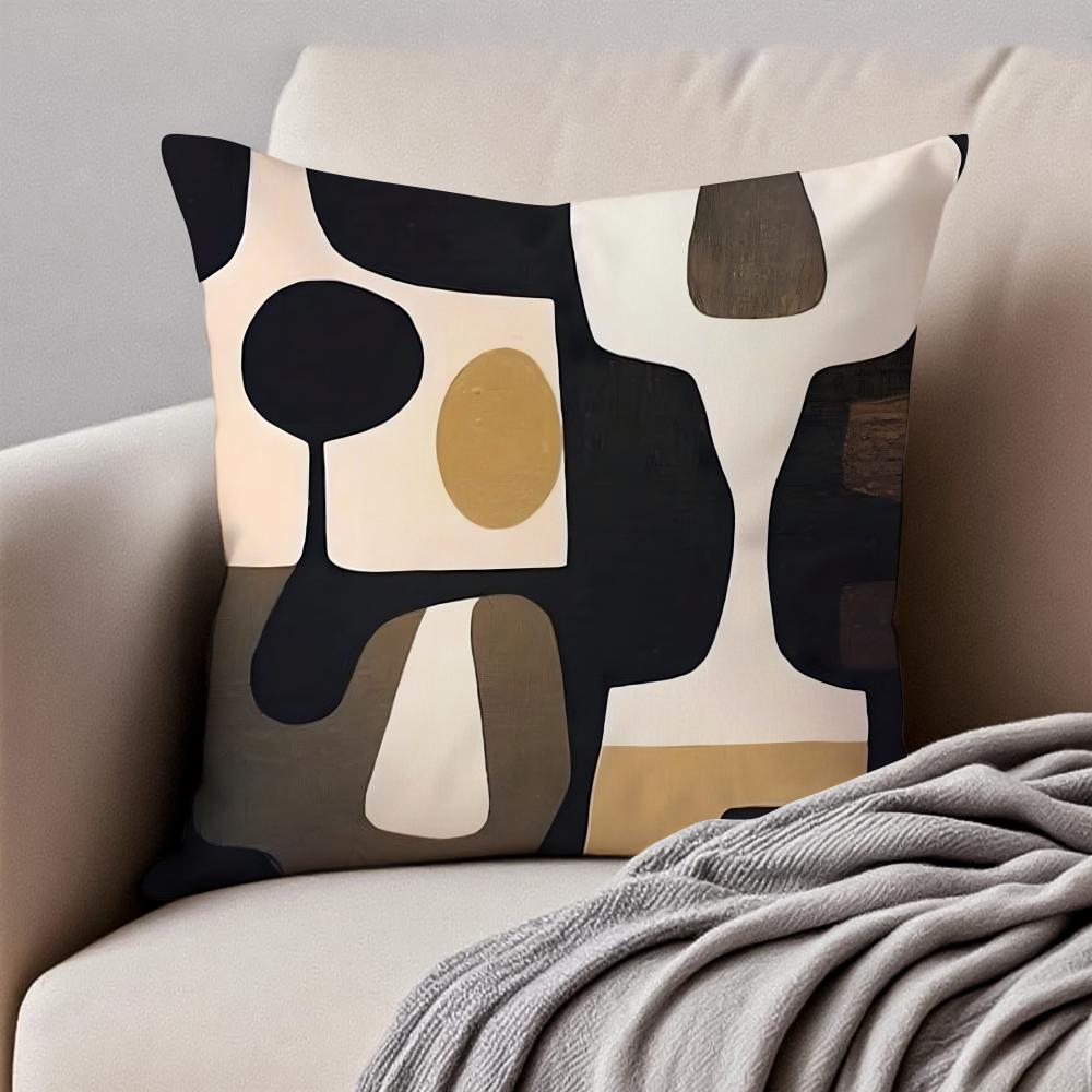 Vintage Retro Geometric Shading Background Cushion Cover Pillowcase Antidustmite Invisible Zipper Short Plush Sofa Cushion