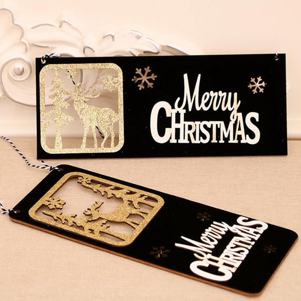 Christmas Door Sign Window Wood Festival Holiday Xmas Pendant Themed Party Atmospheres Plaque Hollow Craft Decoration