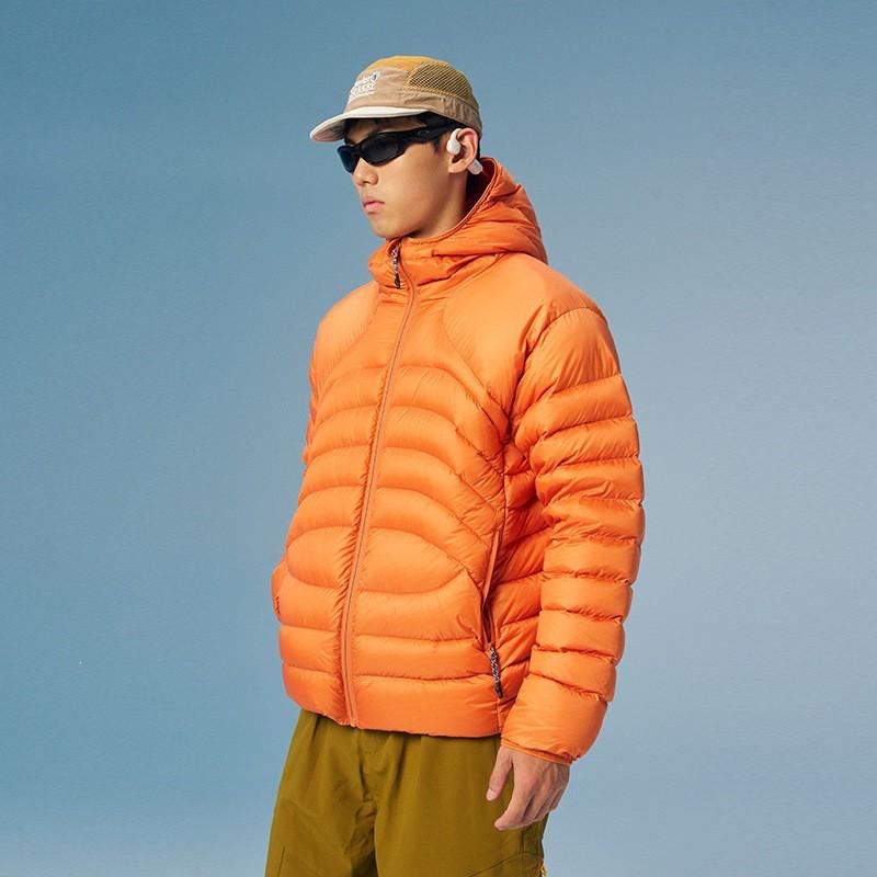 Mens Lightweight Down Jacket 90% White Duck Water-Resistant Hooded Outdoor Coat YKK Zipper