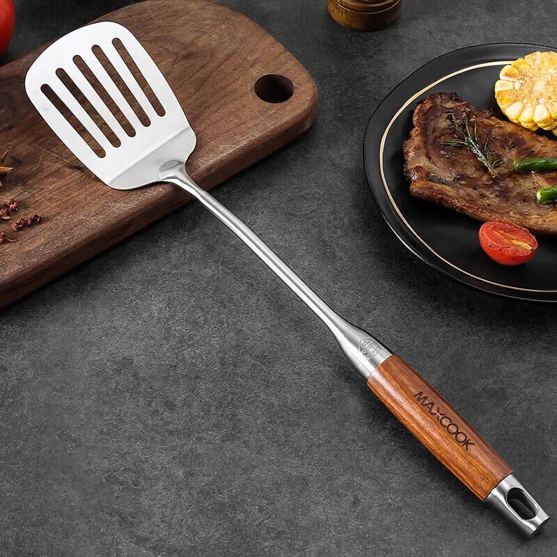 MAXCOOK 304 Stainless Steel Pear Wood Spatula