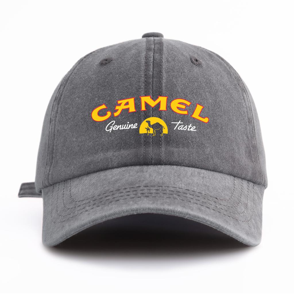 1 Stück CAMEL Print Gewaschene Baseballkappe für ErwachseneMinimalistischer Retro-Stil Lässig Weich Verstellbar Papa-HutPerfekt Als Geschenk