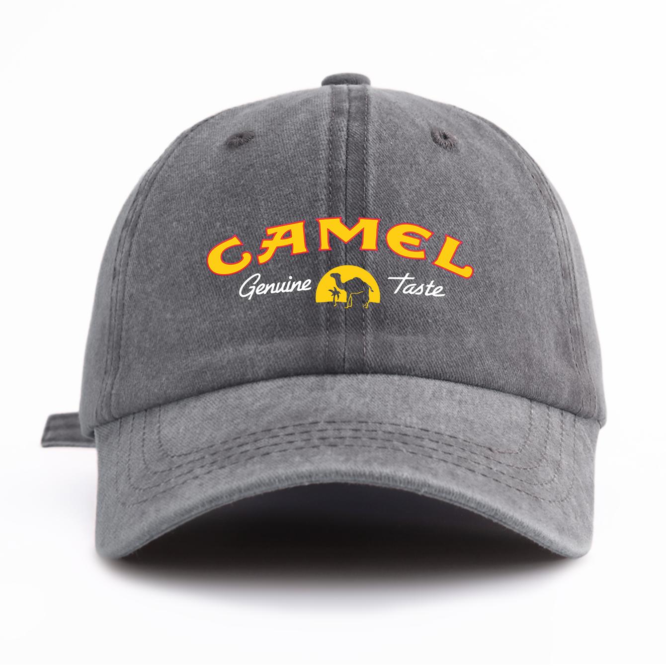 

1 шт. Стильная washed бейсболка с принтом CAMEL для взрослых. Минималистичный ретро-стиль. Повседневная. Мягкая. Регулируемая. Кепка папы. Идеально в качестве подарка