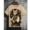 Summer Men's Cat 3D Printed Crew Neck T-Shirt