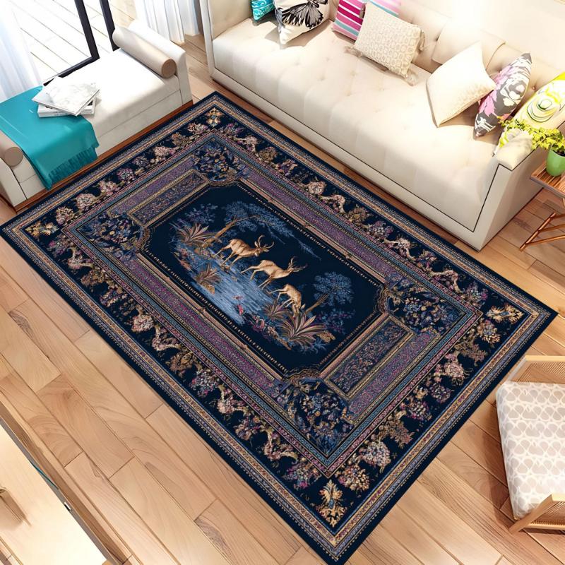 Retro Tribal Grey Wolf graphics Rug,living room sofa,bedroom bedside,dining Entry Door Mat,Washable Rug,Souvenir