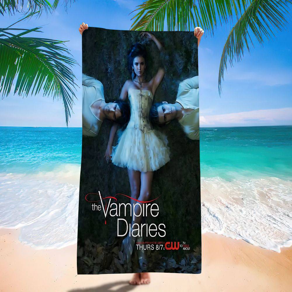 Horror TV The V-Vampire Diaries Bath Towel Microfiber Soft Water Absorbing Breathable For Girl Kids Decorative Beach Towel