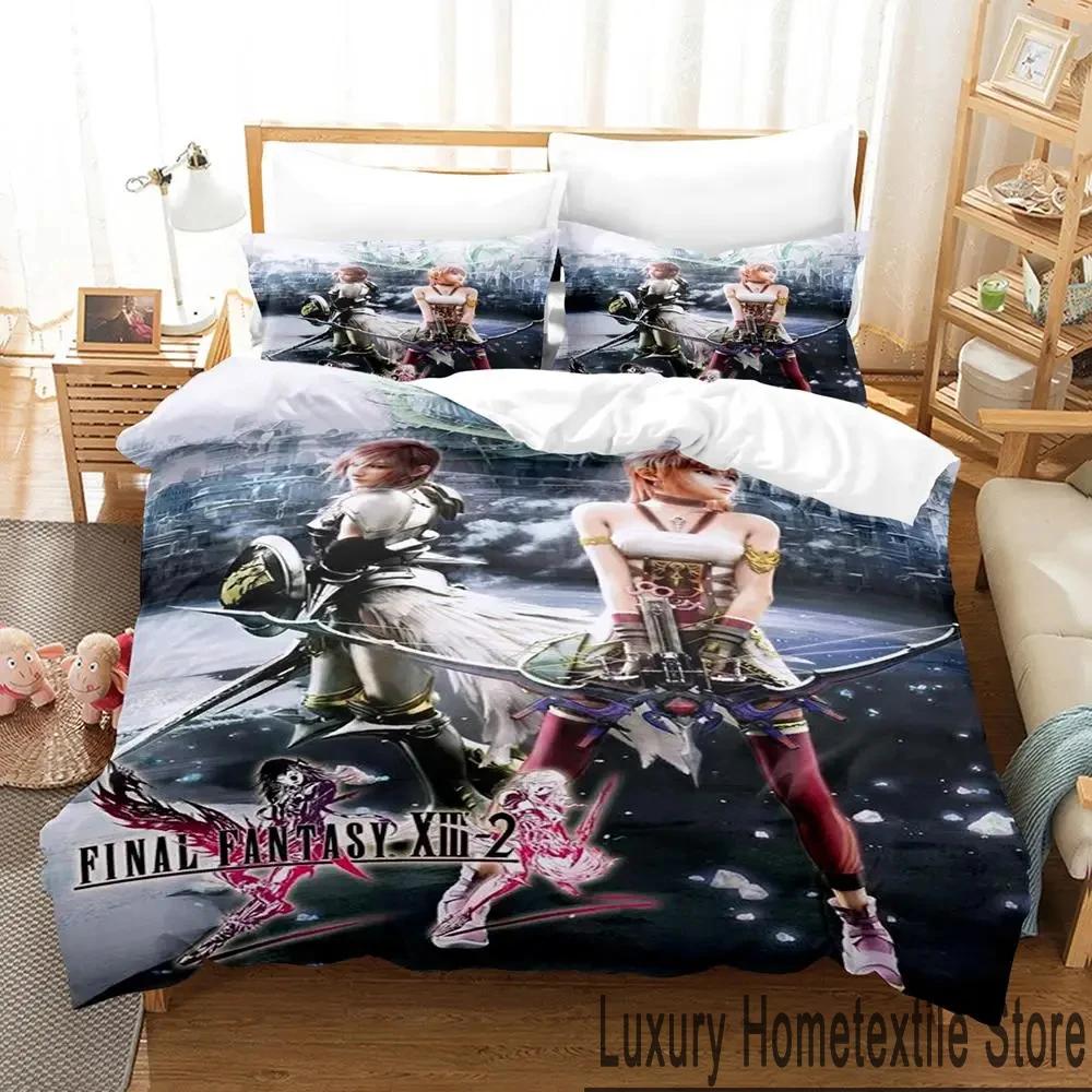 3D Print Anime Game FINAL FANTASY XIII-2 Bedding Set Boys Girls Twin Queen King Size Duvet Cover Pillowcase Bed Boys Adult