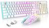 MAMBASNAKE T3 RGB Wireless Keyboard and Mouse Set, USBType-C Dual Receiver, Rainbow Backlight, 2.4G Rechargeable, 4000 Mechanical Gaming Keyboard +