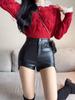 Faux Leather Goth High Waisted Female Shorts Y2k Sexy Black PU Fashion Casual Summer Shorts Pants Women Clothing