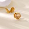 Aogu new fashion light luxury copper gold-plated zircon shell shape ear buckle women's niche premium earrings