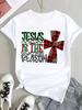 (Asian Size) faith printing trend Christmas Clothing T Shirt Tee Top Festival New Year Women Fashion Print Female Woman Short Sleeve Graphic T-shirts